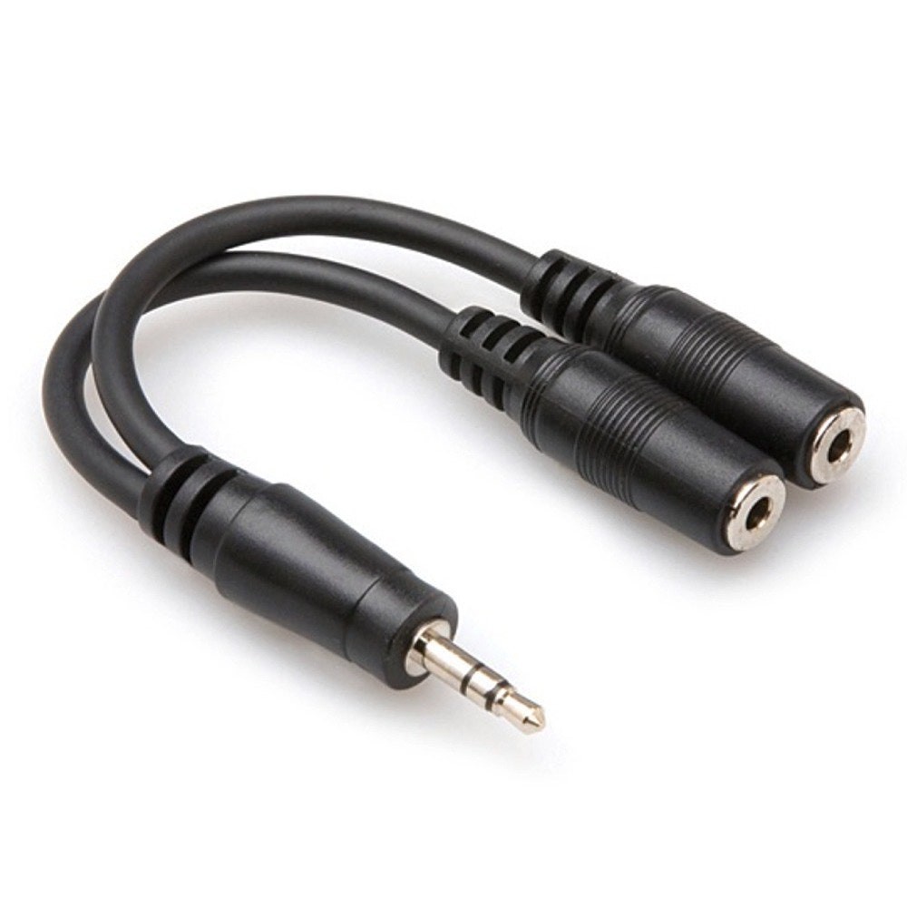 Hosa YMM-232 Cable 3.5mm TRS to Dual 1/8" TRSF Stereo Splitter Headphones 6"