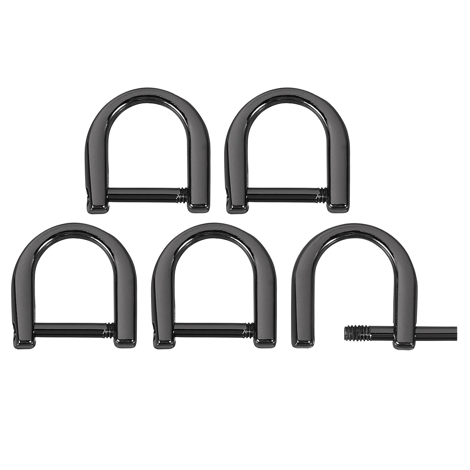 D-Rings Screw in Shackle, 5Pcs 9mm U Shape D Ring for Purse Bag DIY, Black