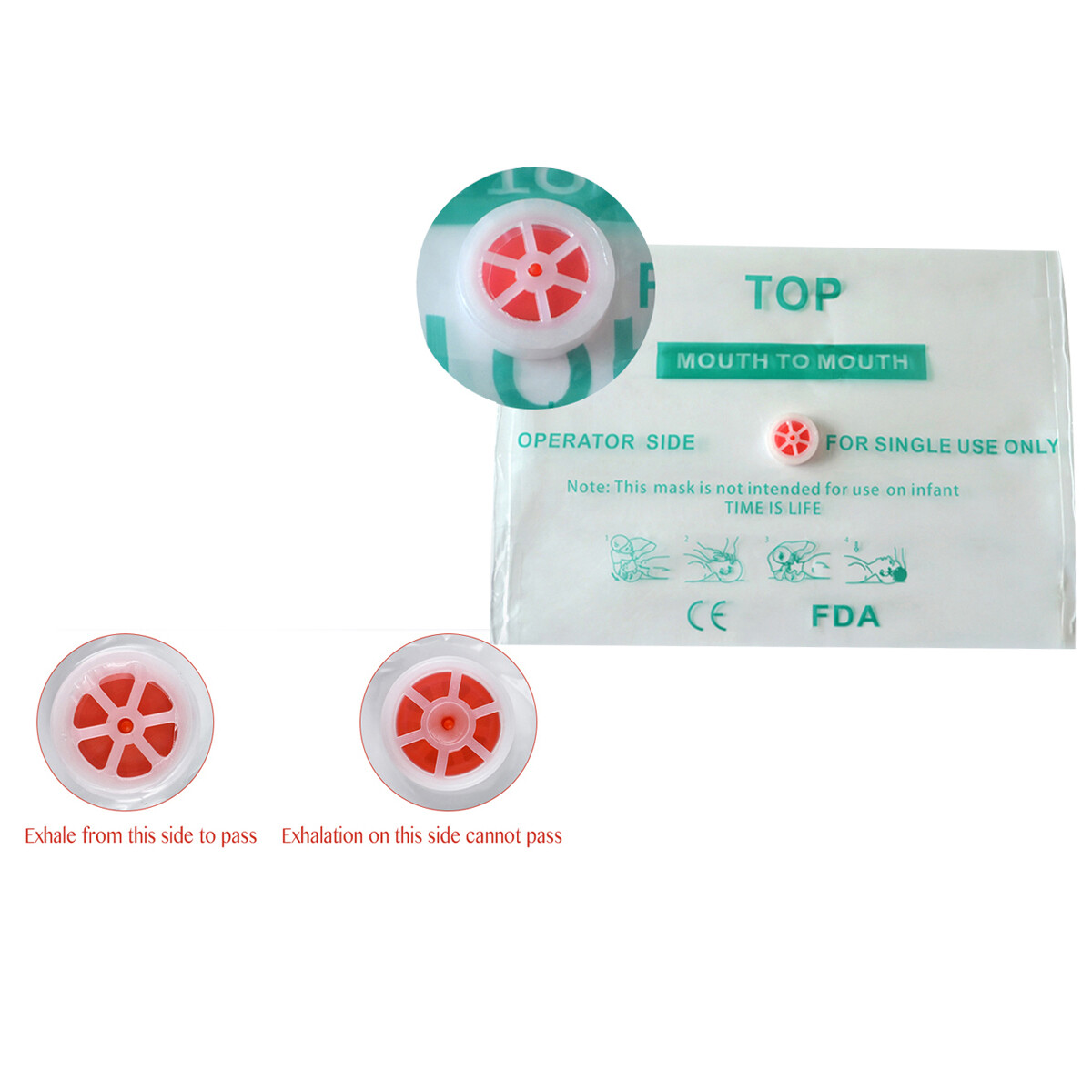 2000Pcs First Aid Skill Practicing CPR Face Shield With One-Way Valve CPR MASK
