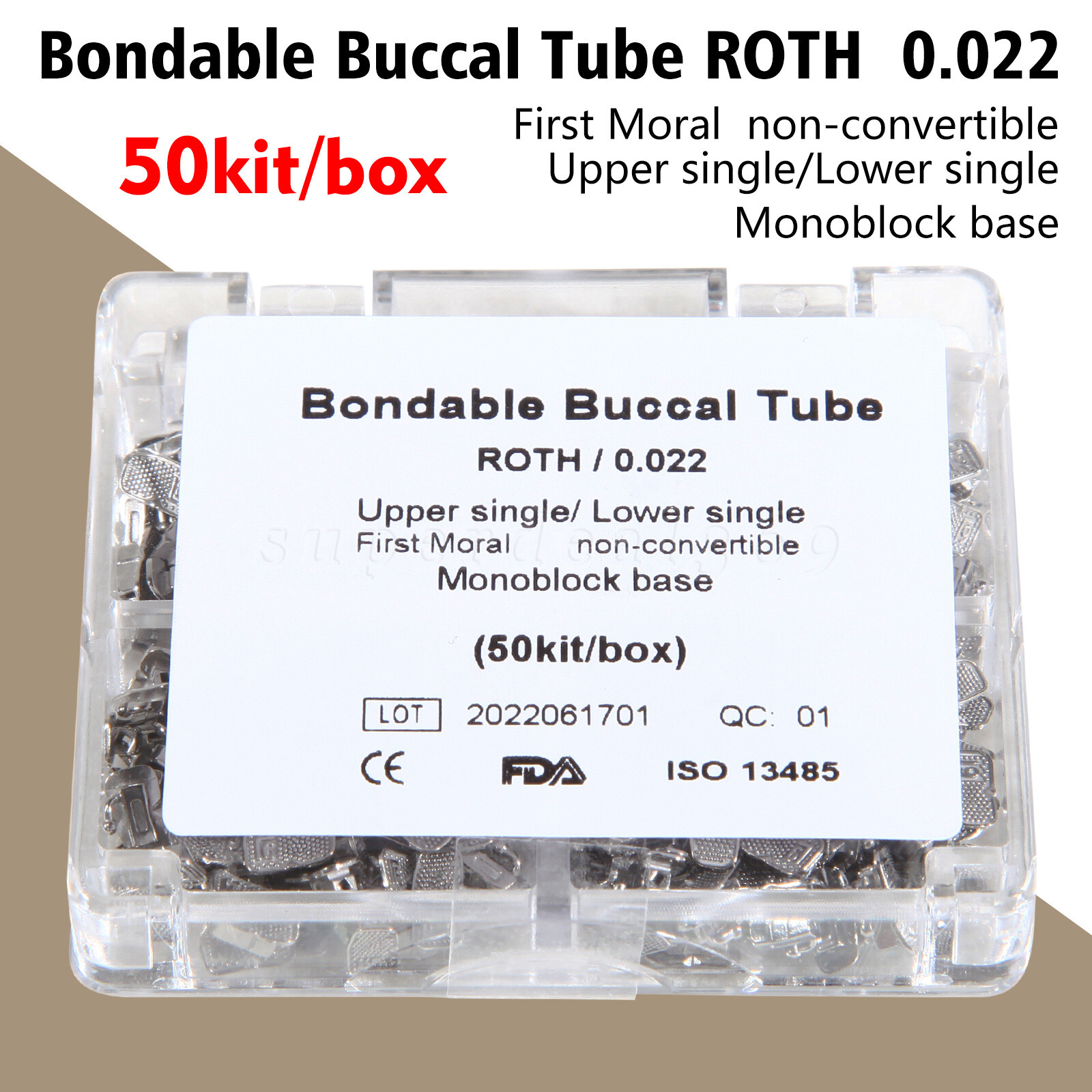 50 Sets Dental Orthodontic Buccal Tube Roth 022 1st Molar Bondable Non-Con ns
