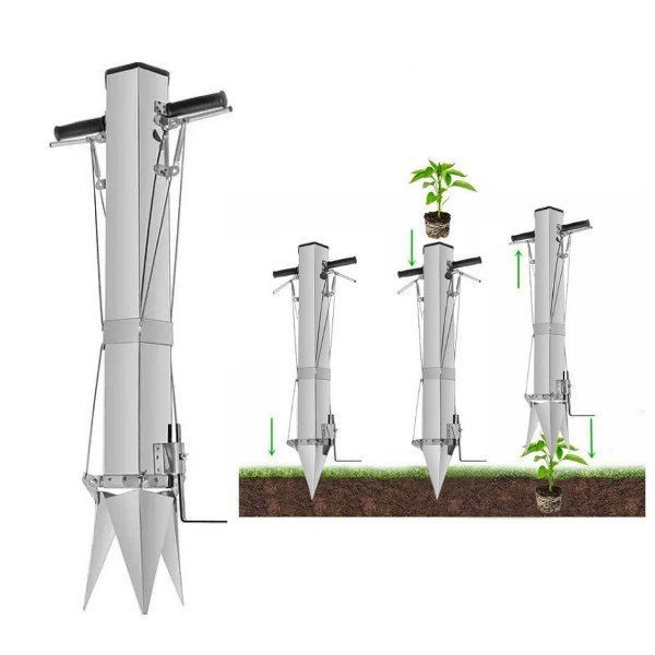 GARDEN METAL PRECISION SEEDER VEGETABLE HAND MANUAL PLANTER TRANSPLANTER 2 HANDL