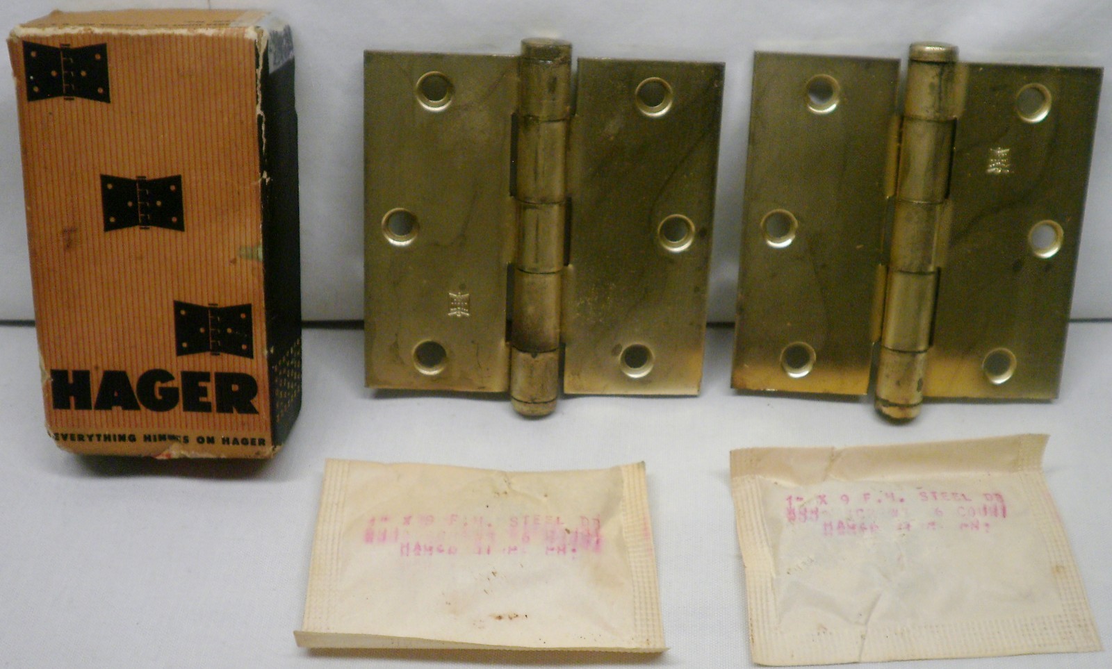 Hager 1741 Dull Brass Steel Full Mortise Non Template Button Tip Butts Hinges