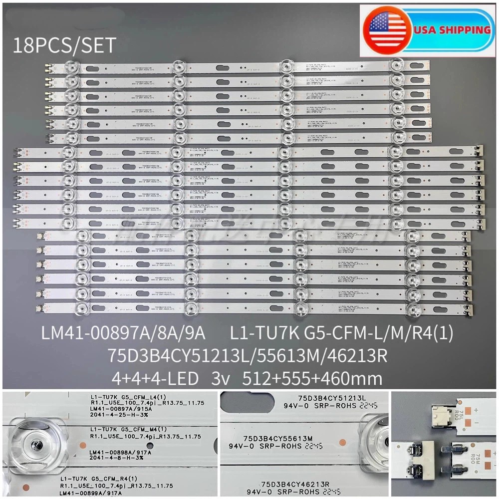 18Pcs LED Strips For Samsung UN75TU700D UN75TU8000G UN75TU8200 LH75BETHLGFXGO