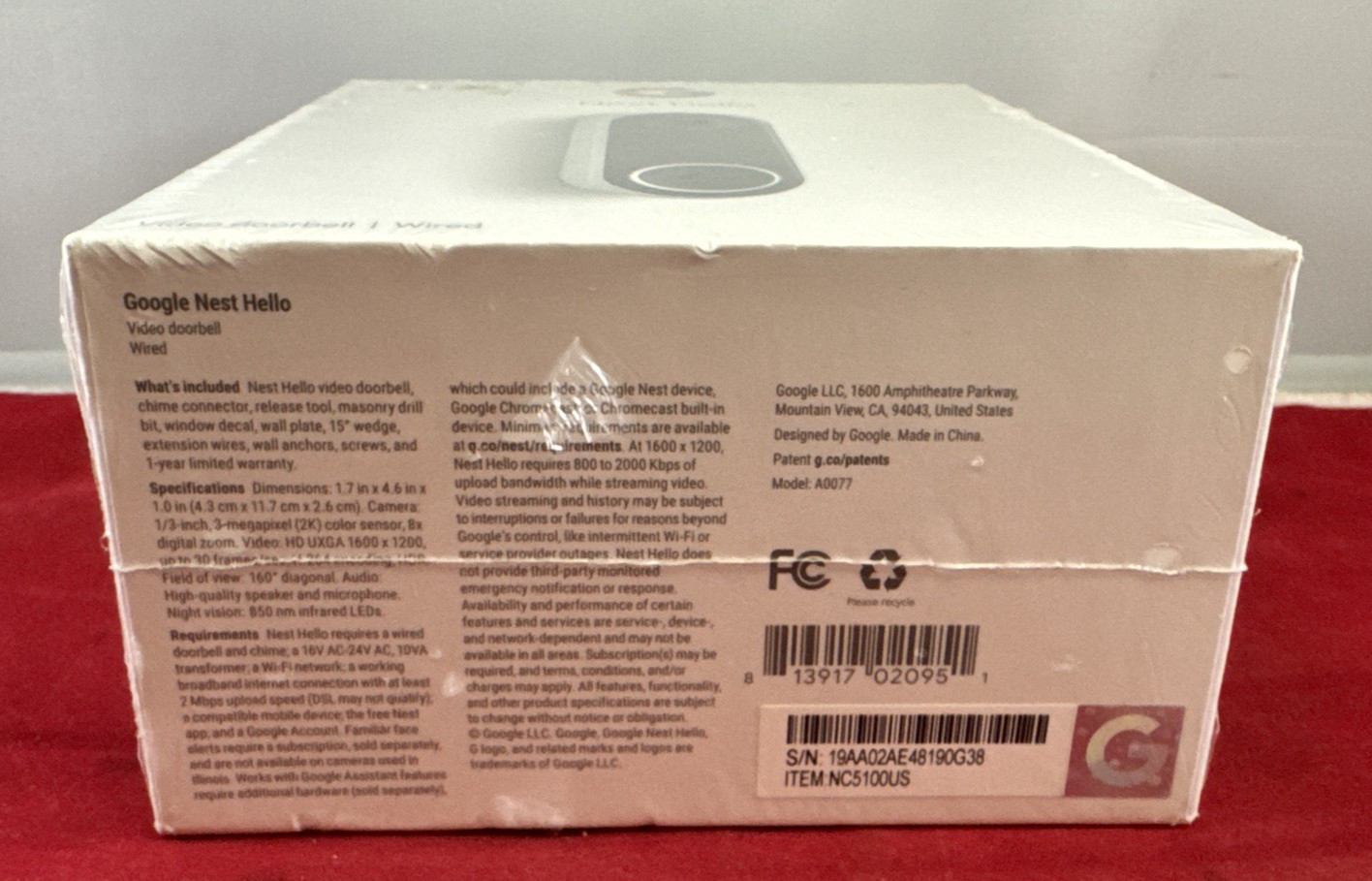 New Google Nest Hello Smart Video Doorbell WIRED A0077