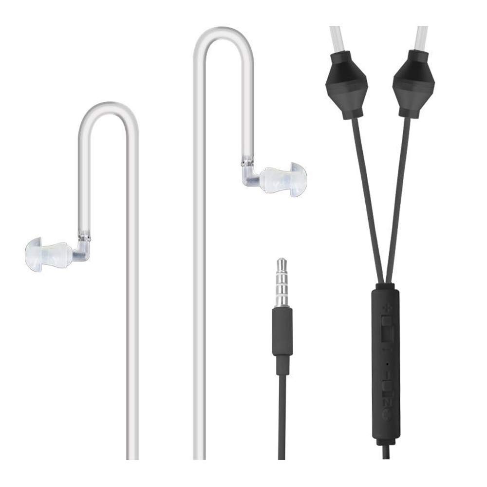 EMF Protection Tube Headphones, Mic & Volume Control- Black