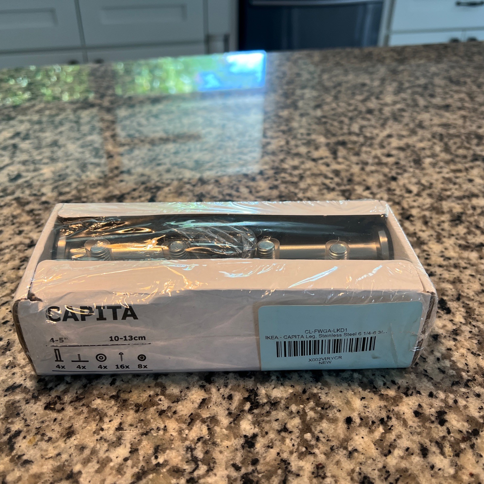 SET  of 4 Legs - Ikea CAPITA Legs for Cabinet Stainless Steel 4-5” NEW