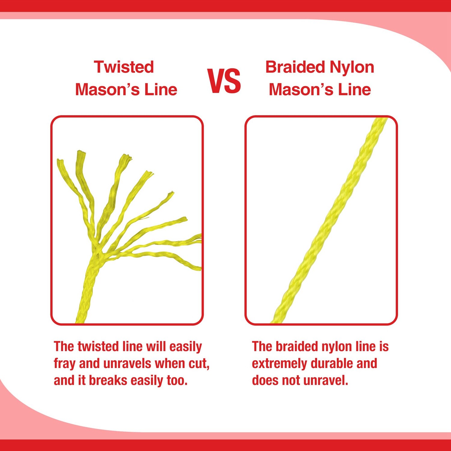Goldblatt Nylon Mason Line 18# 500FT Braided String Line Nylon Twine for Masonry