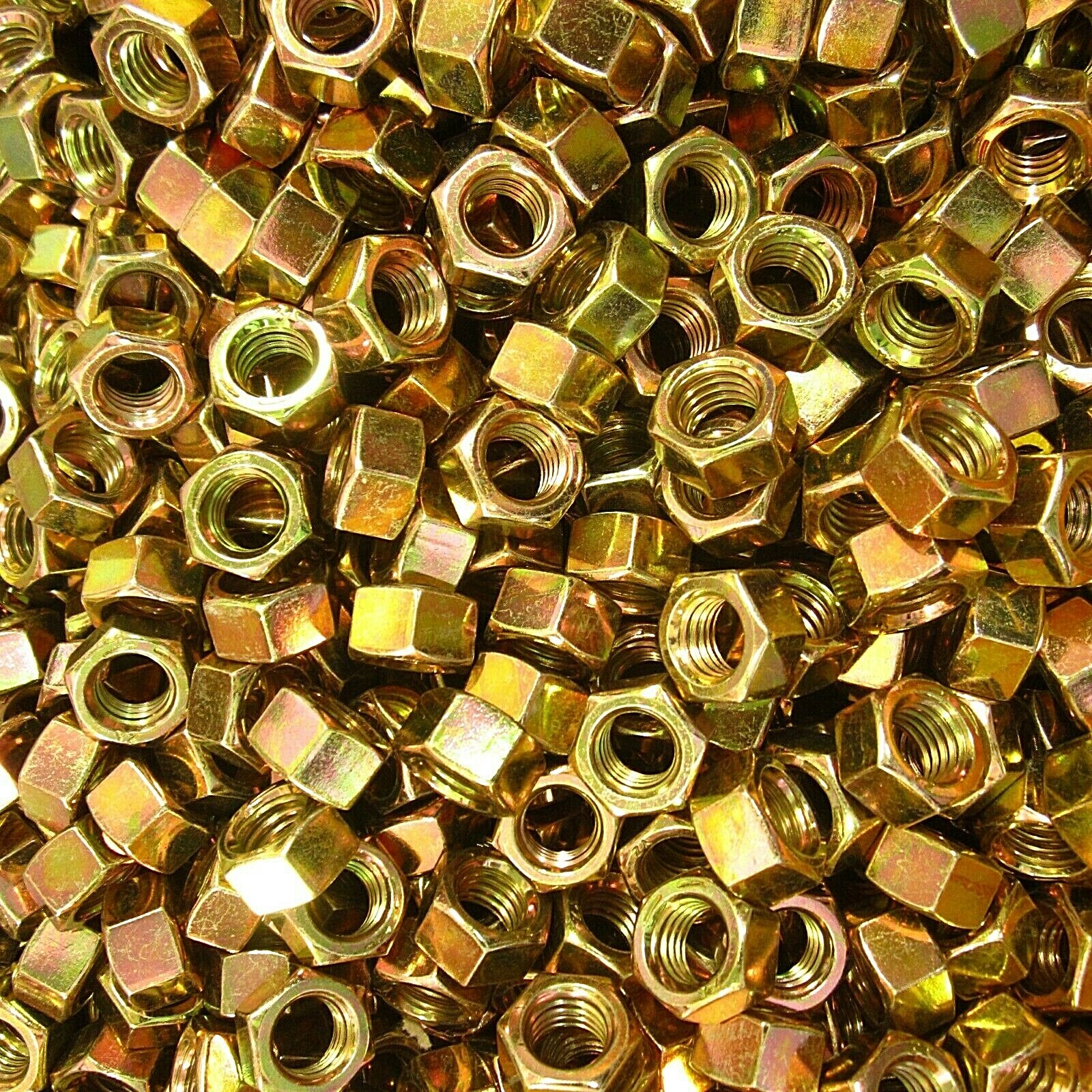 (250) 1/2"-13 Grade 8 Finished Hex Nut Yellow Zinc Plated Coarse Thread