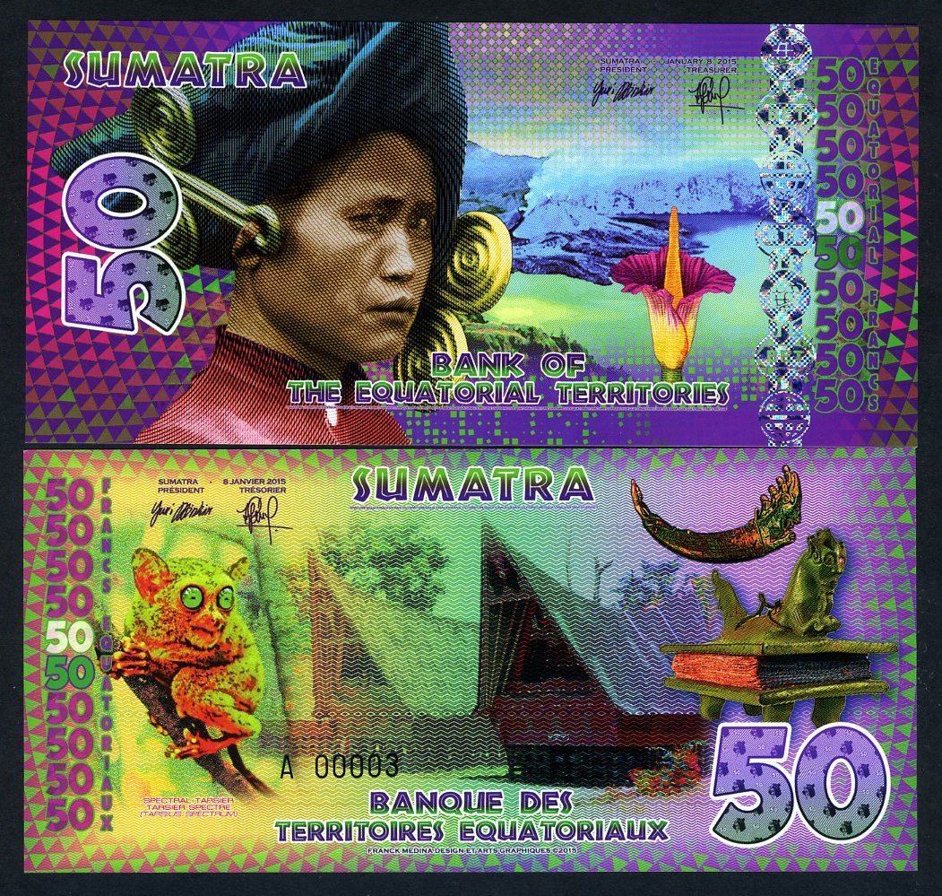 Equatorial Territories, Sumatra (Indonesia), 50 E Francs, POLYMER, 2015, UNC F