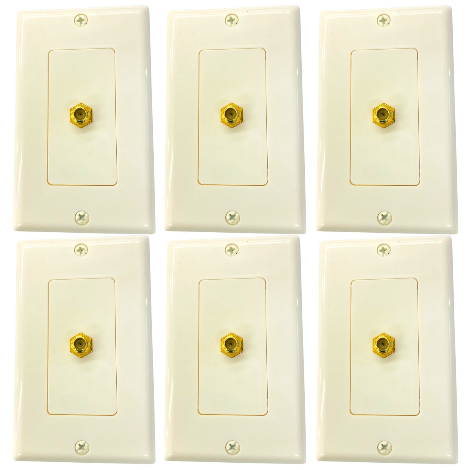 Steren 200-253WH Standard TV Decorator Wall Plate F-Connector White, Lot of 6