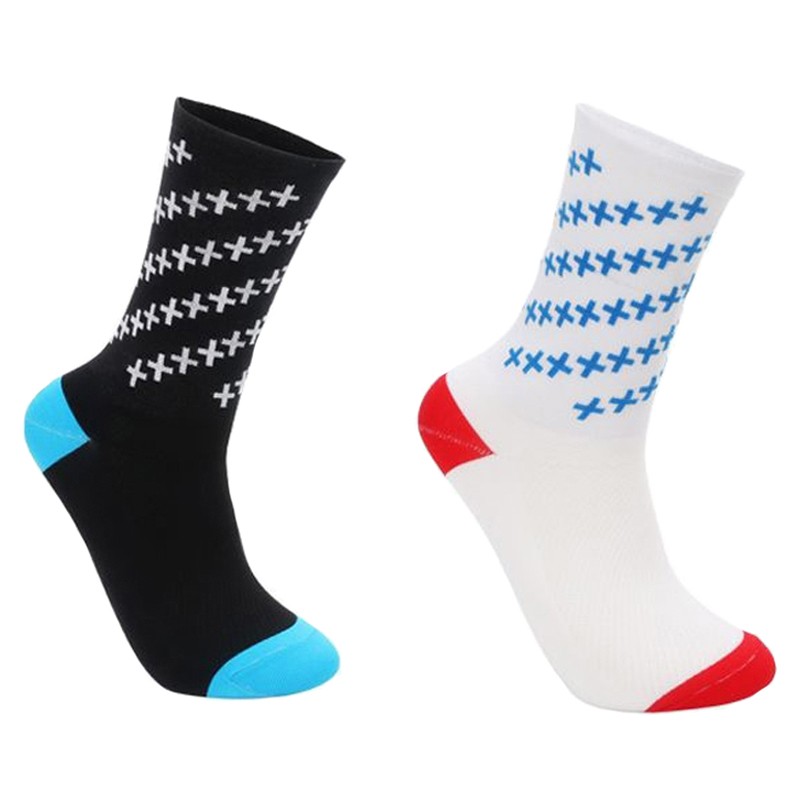 2Pairs Cycling Socks Riding Bicycle Bike Sports Ankle Socks XC MTB White Black