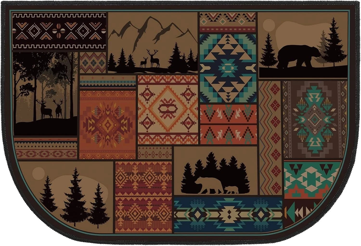 Demissle Fireplace Hearth Rug Fireplace Mats Cabin Southwestern Fireproof Firepl