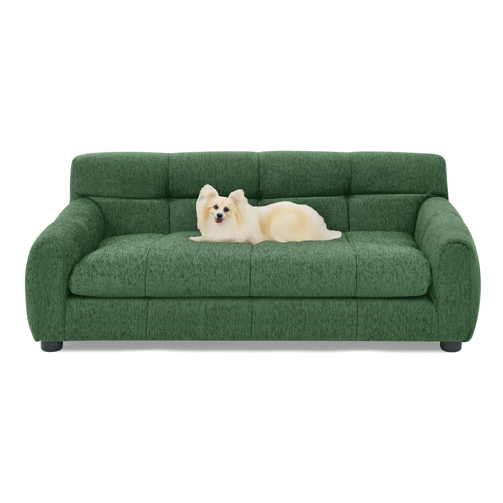 Soft Comfortable Pet Sofa Backrest Armrests Suitable for Small Medium Dogs Green