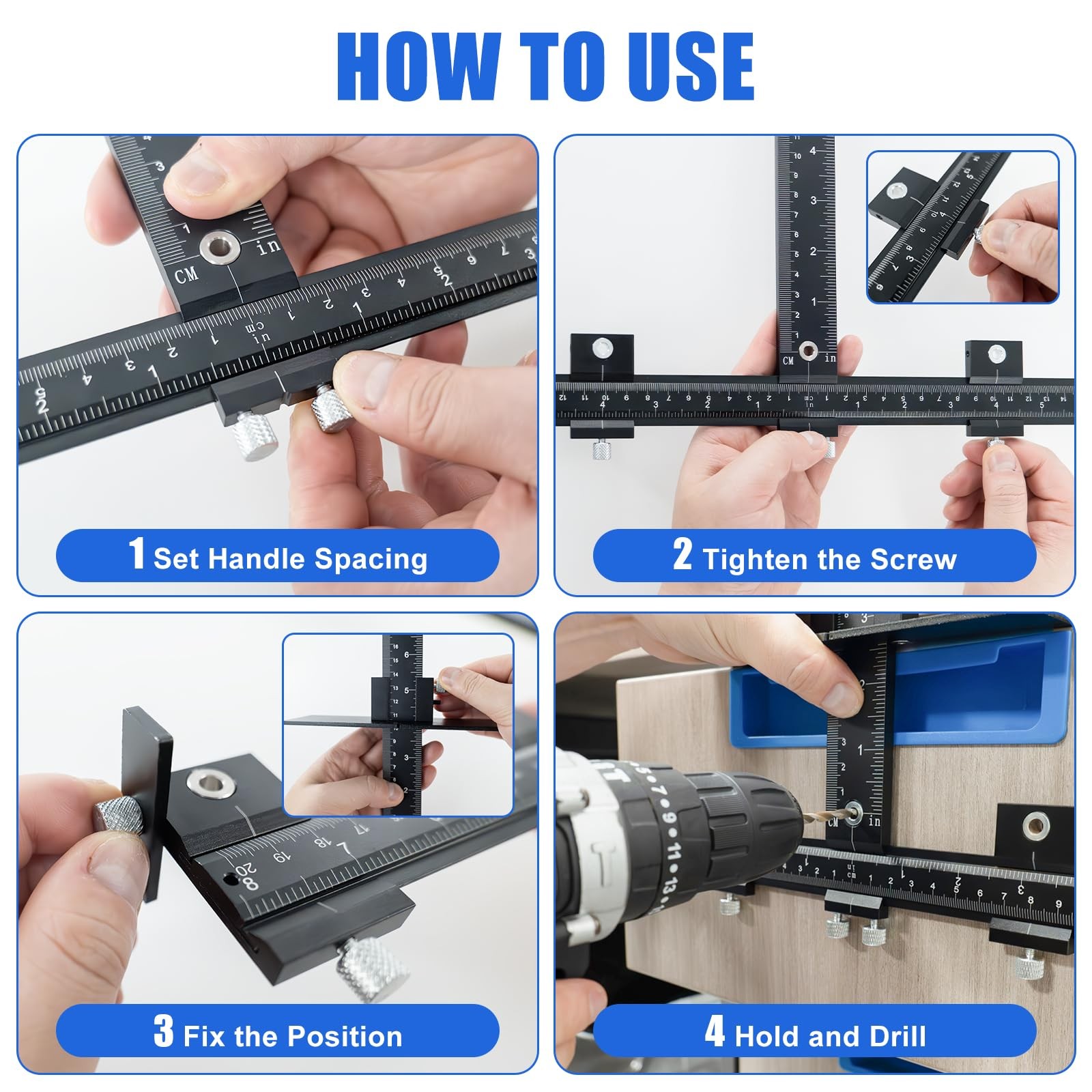 Aluminum Alloy Cabinet Hardware Jig For Handles Pulls Knobs Template Tool