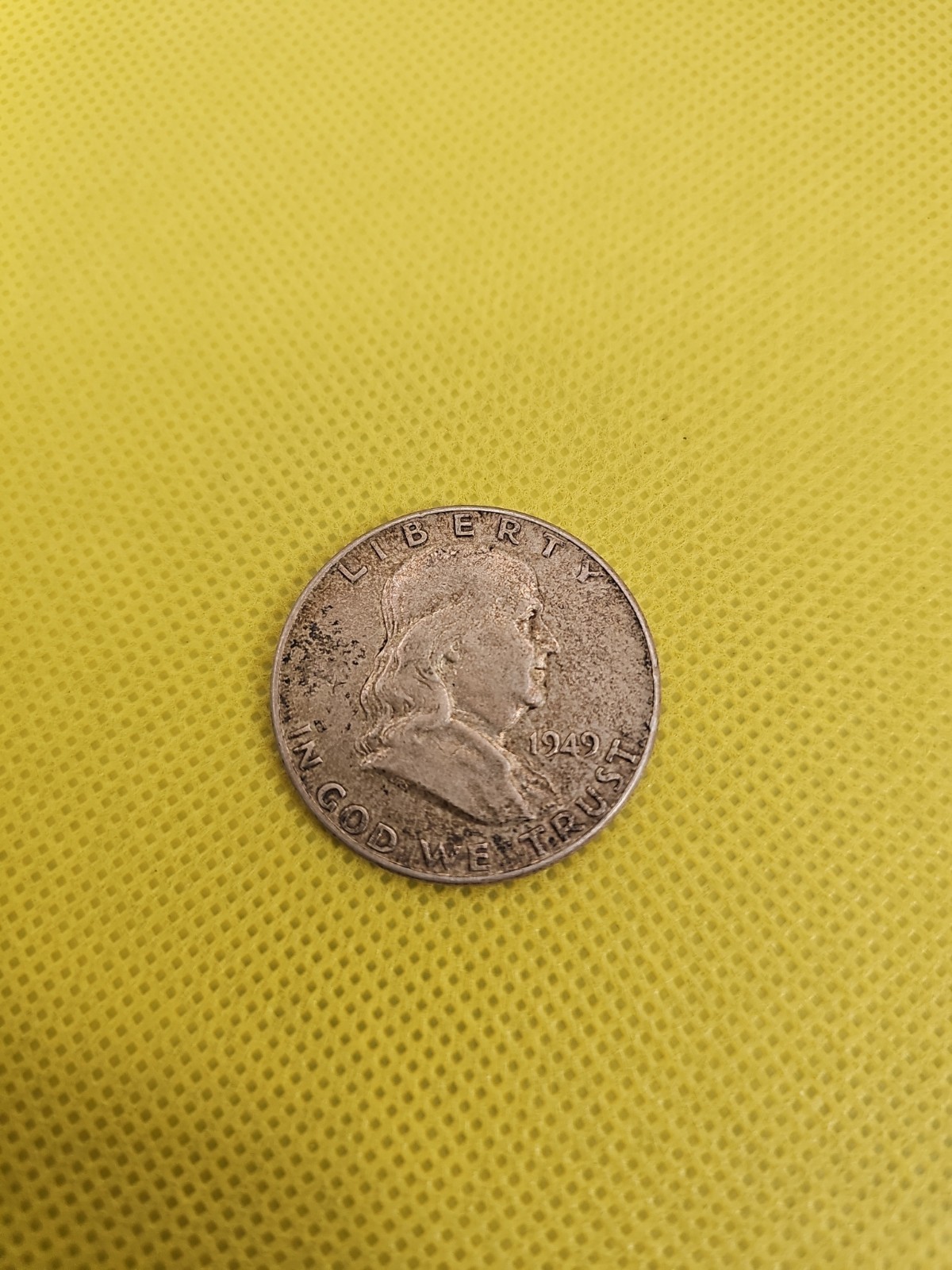 1949 Ben Franklin Silver Half Dollar , No Mint Mark, As Seen
