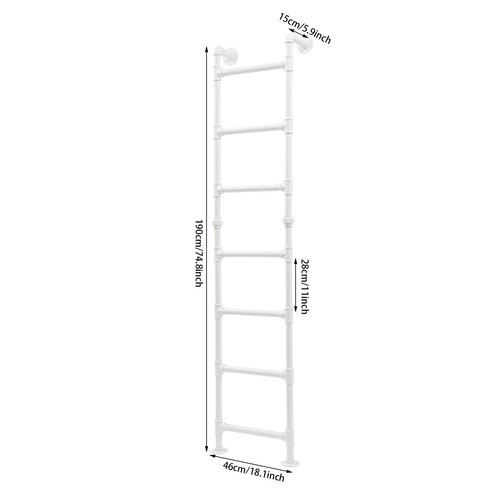 Modern Bunk Bed Ladder 7-Step Ladder High Loft Attic Step Ladders White