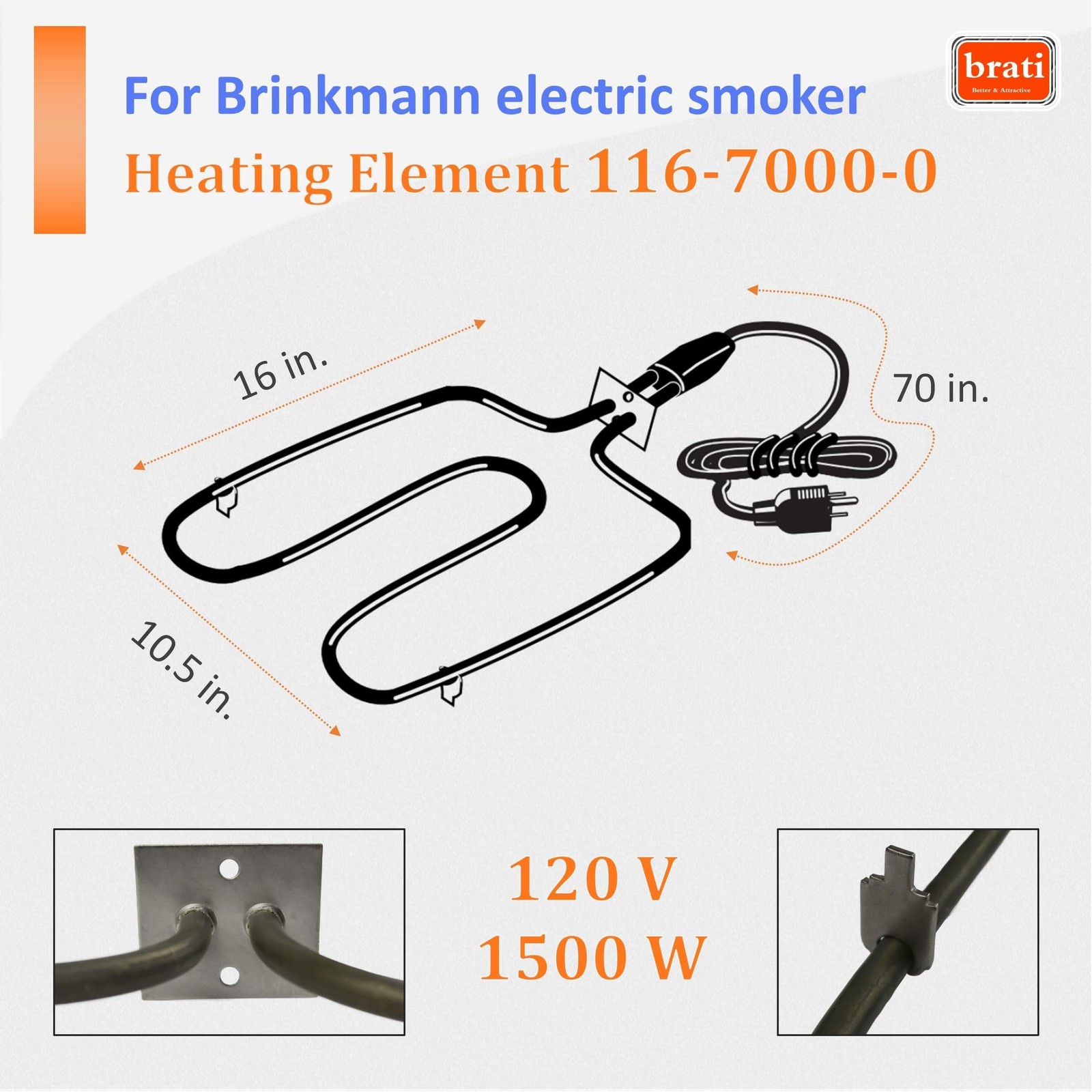 brati Electric Heating Element 116-7000-0 Replacement for Brinkmann Gourmet E...