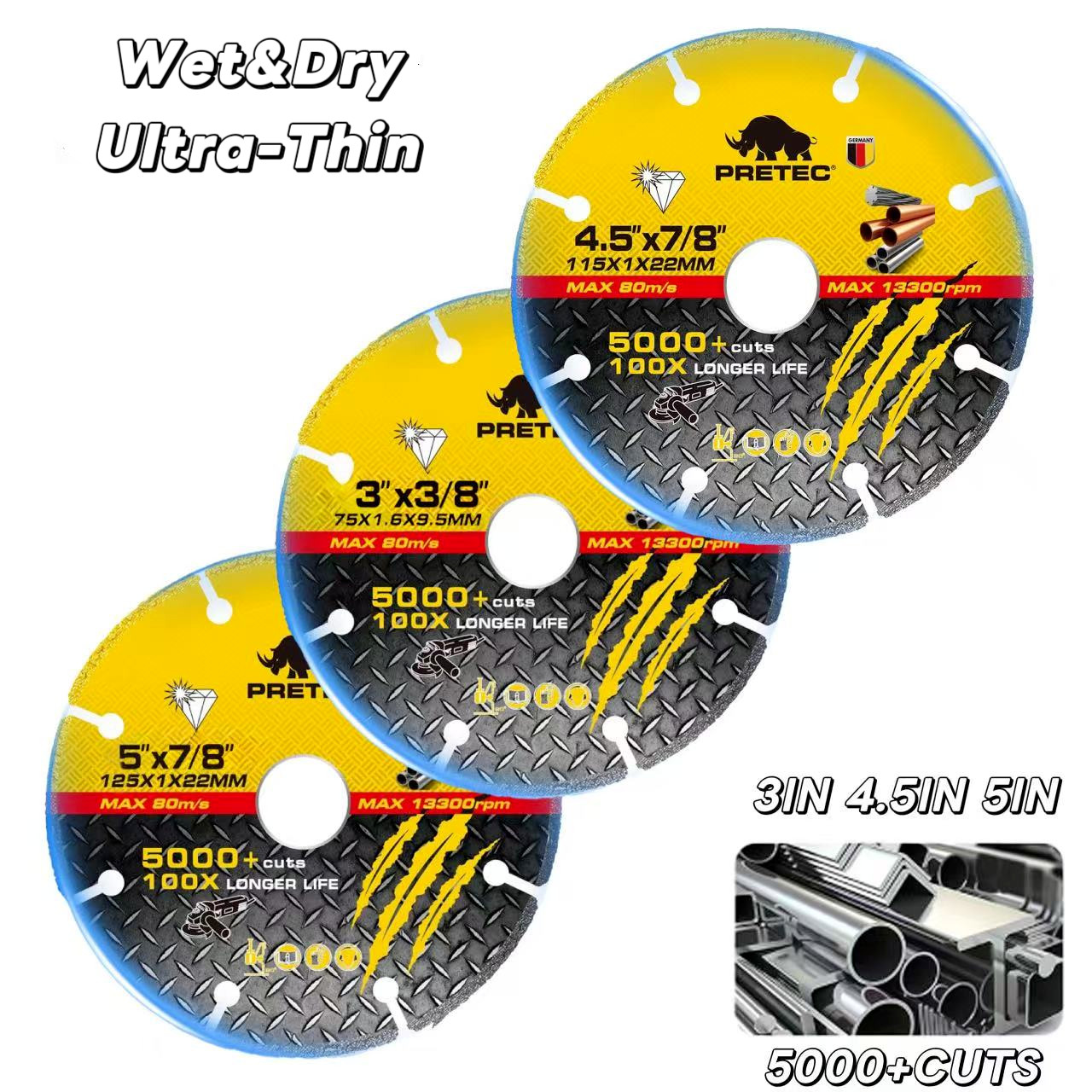 Diamond Blade 3" 4.5" 5" Ultra Thin Metal Cut Off Wheels for Angle Grinder 5000+