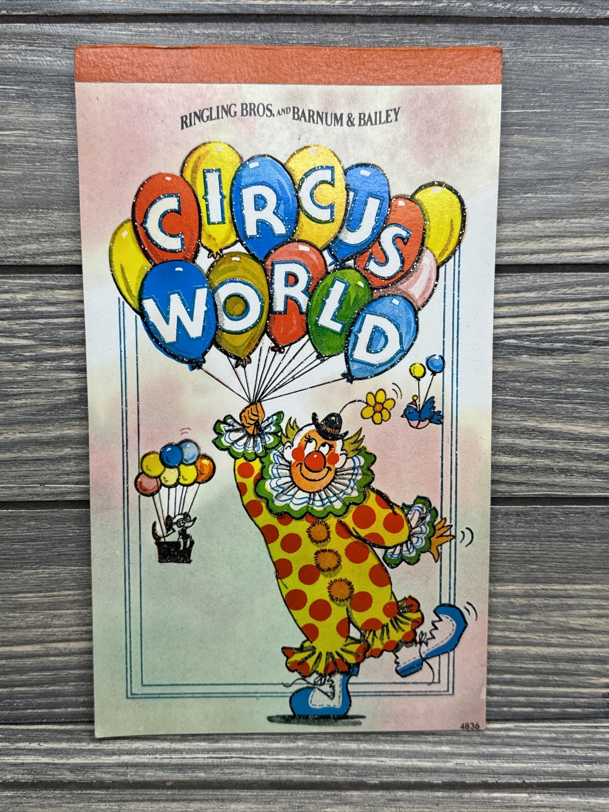 Vintage Ringling Brothers & Barnum & Bailey Circus Paper Notepad Clown Balloons