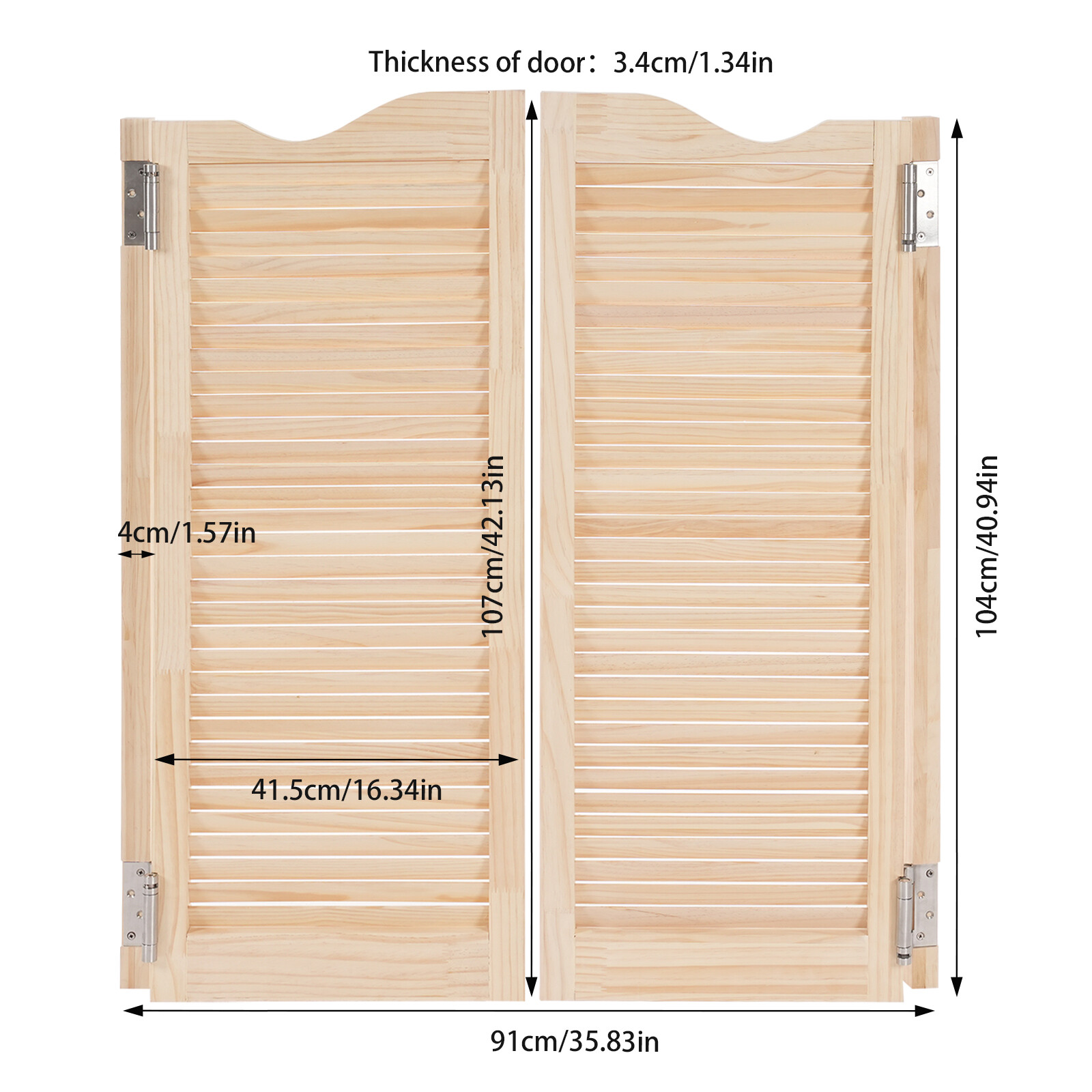 Wall-Mounted Double Half Door Double-hinged Café Door With Hinges 91cm/35.83in