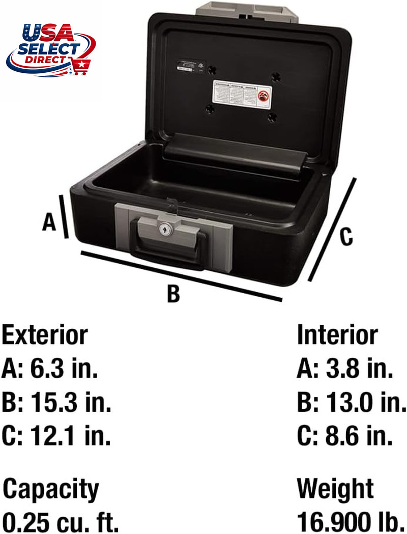 Fireproof Safe Box with Key Lock, 0.25 Cubic Feet, Portable Security