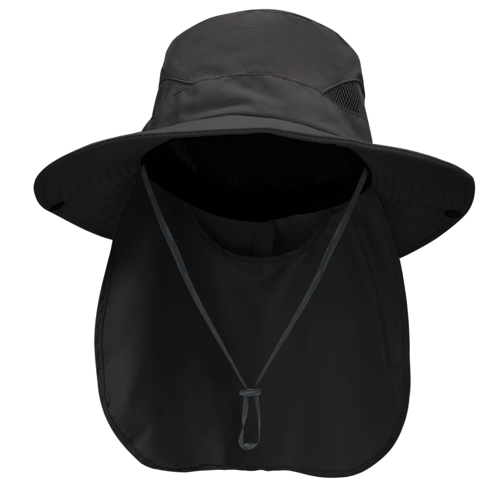 NPQQUAN Sun Hats for Men Women with Neck Flap UPF One Size, Black（neck Flap）