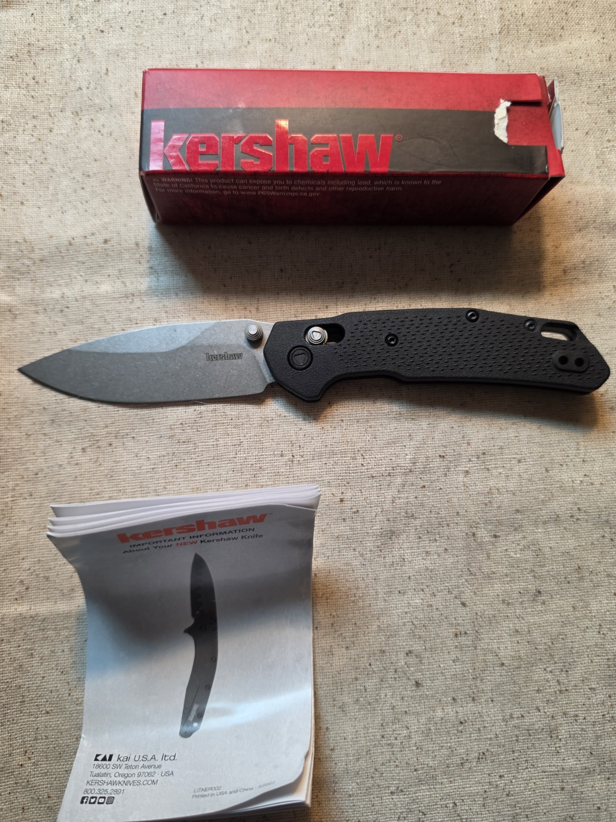 Kershaw Heist 3.25" Stonewash Blade Black Handle Folding Knife FAST SHIPPING!