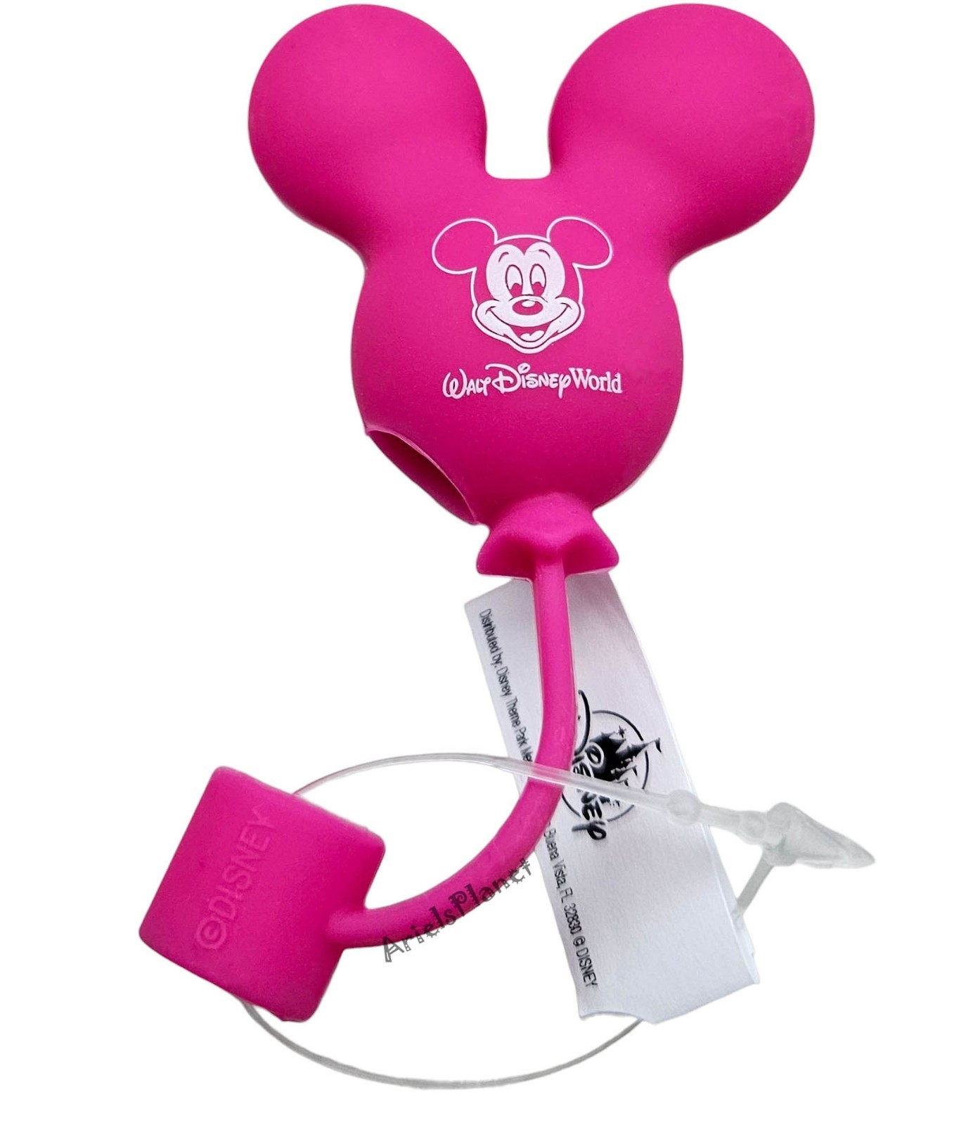 2026 Disney Parks Mickey Ear Balloon Rubber Straw Bottle Tumbler Topper - Pink