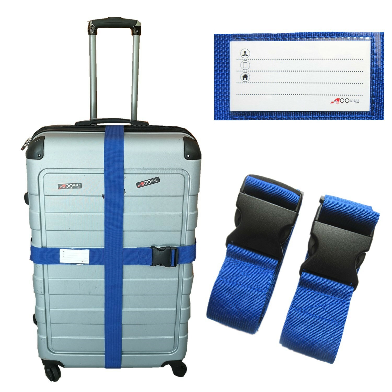 A99 Luggage Adjustable Strap Suitcase Packing Belt Travel Accessorie w Name Card