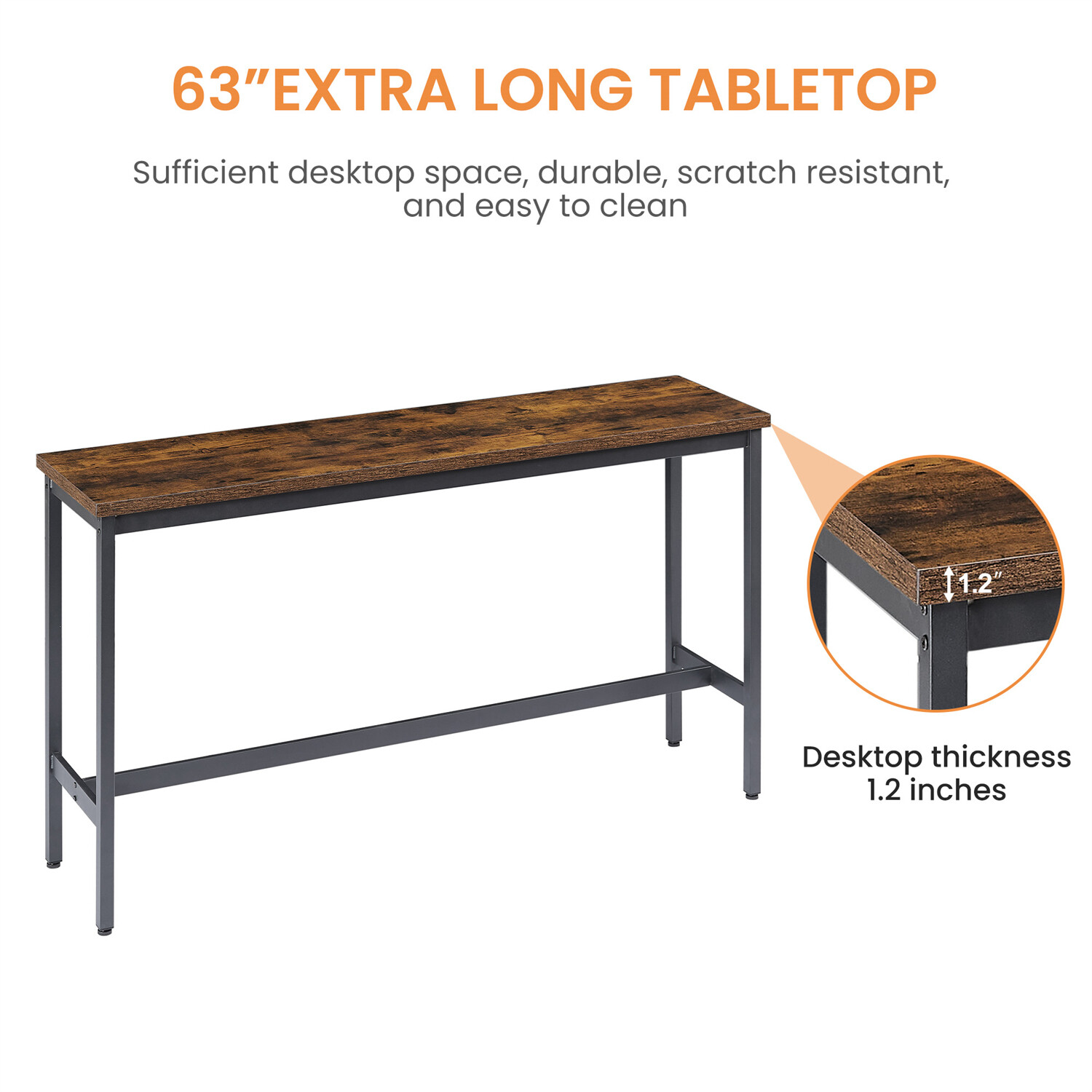4 Piece Bar Table Set Counter Height Kitchen Pub Table w/ 3 Bar Stools Brown US