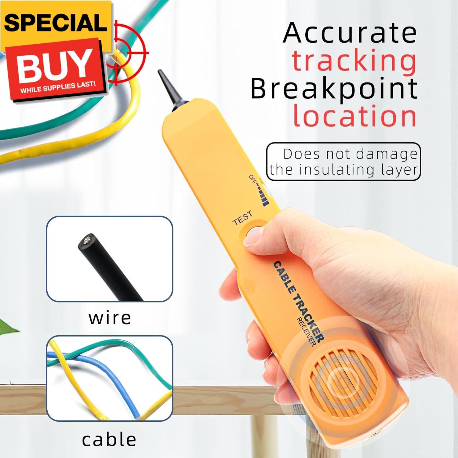 Yellow Cable Finder Tone Generator Probe Tracer Wire Tracker Cable Circuit Teste