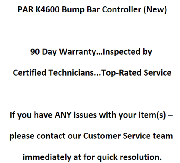 PAR K4600 Bump Bar Controller (New), 90 Day Warranty