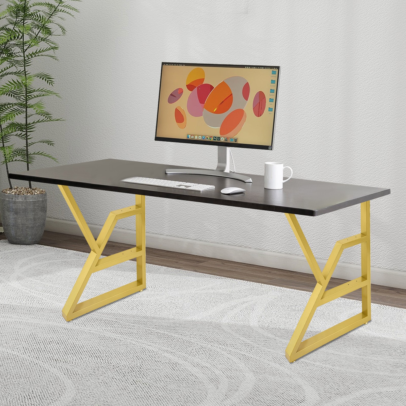 2Pcs 3-Tier Metal Table Legs, 28-Inch Metal Desk Legs K-Shaped Table Legs New.