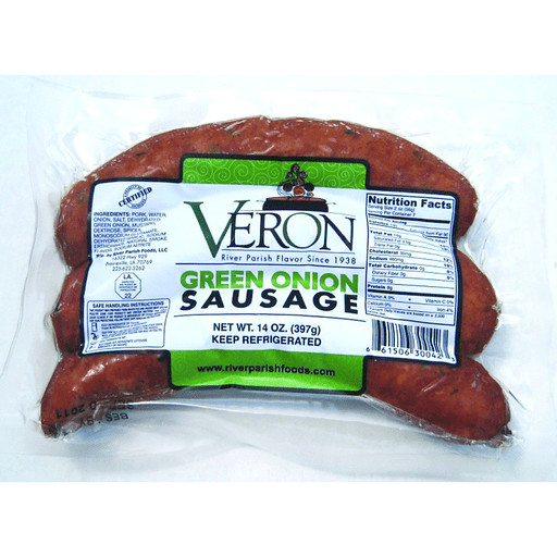 Veron Green Onion Sausage 14 Oz (4 Pack)