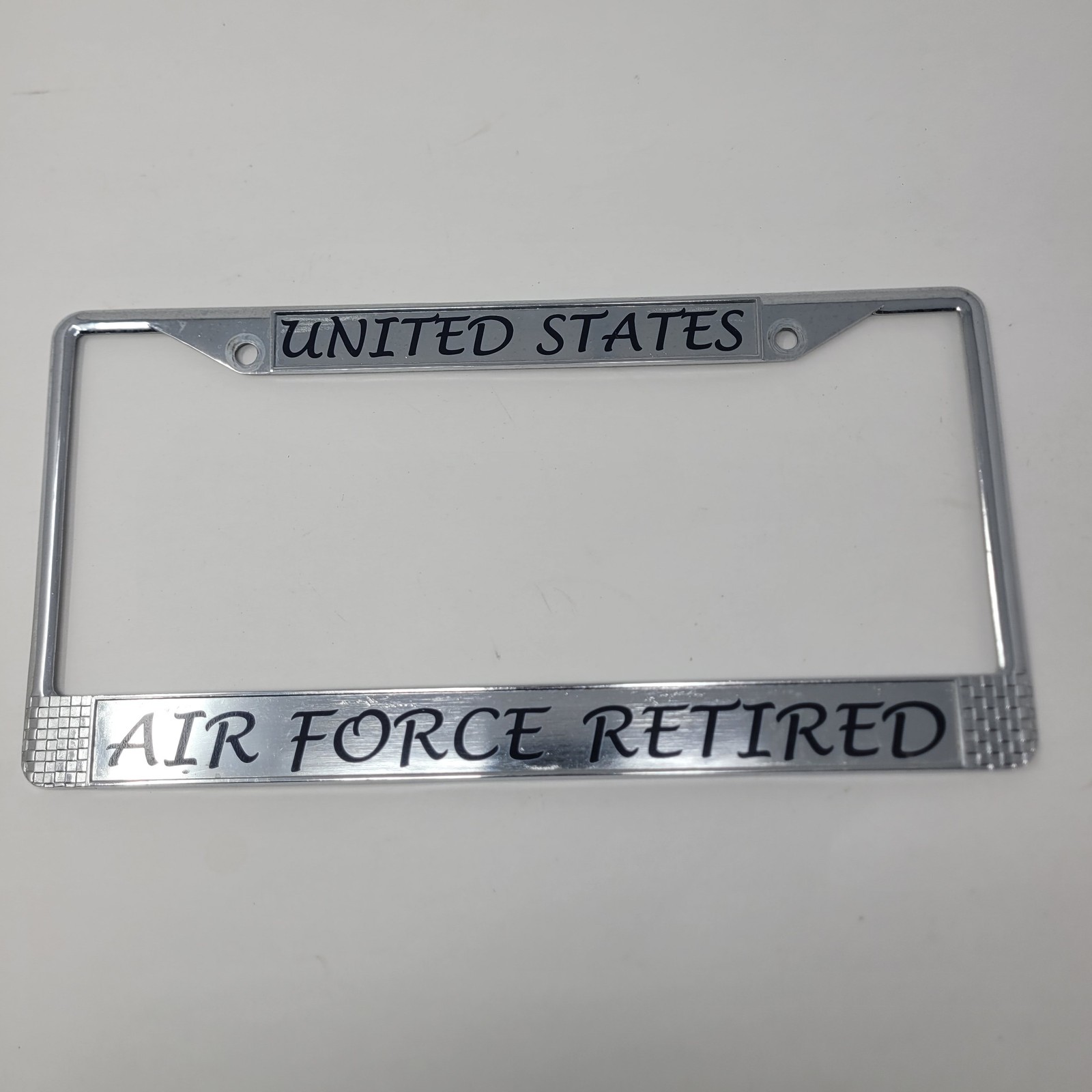 US Air Force Retired Chrome License Plate Frame Militaria Collectible