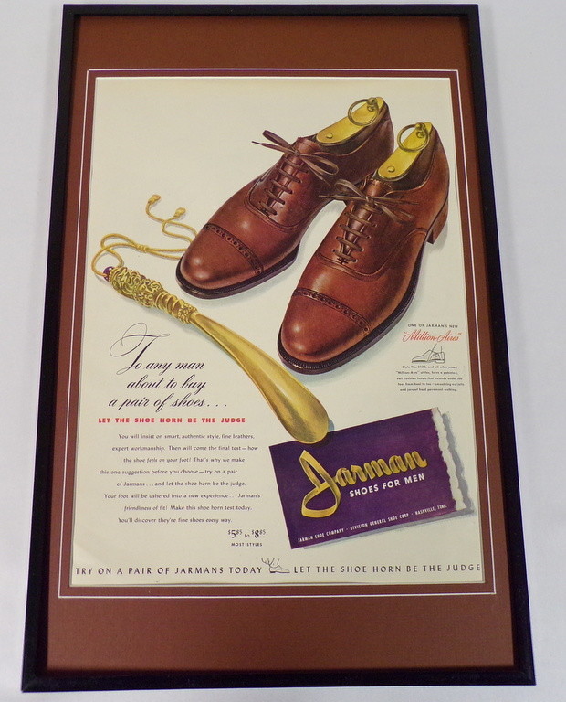 1942 Jarman Millionaires Shoes Framed 11x17 ORIGINAL Vintage Advertising Poster