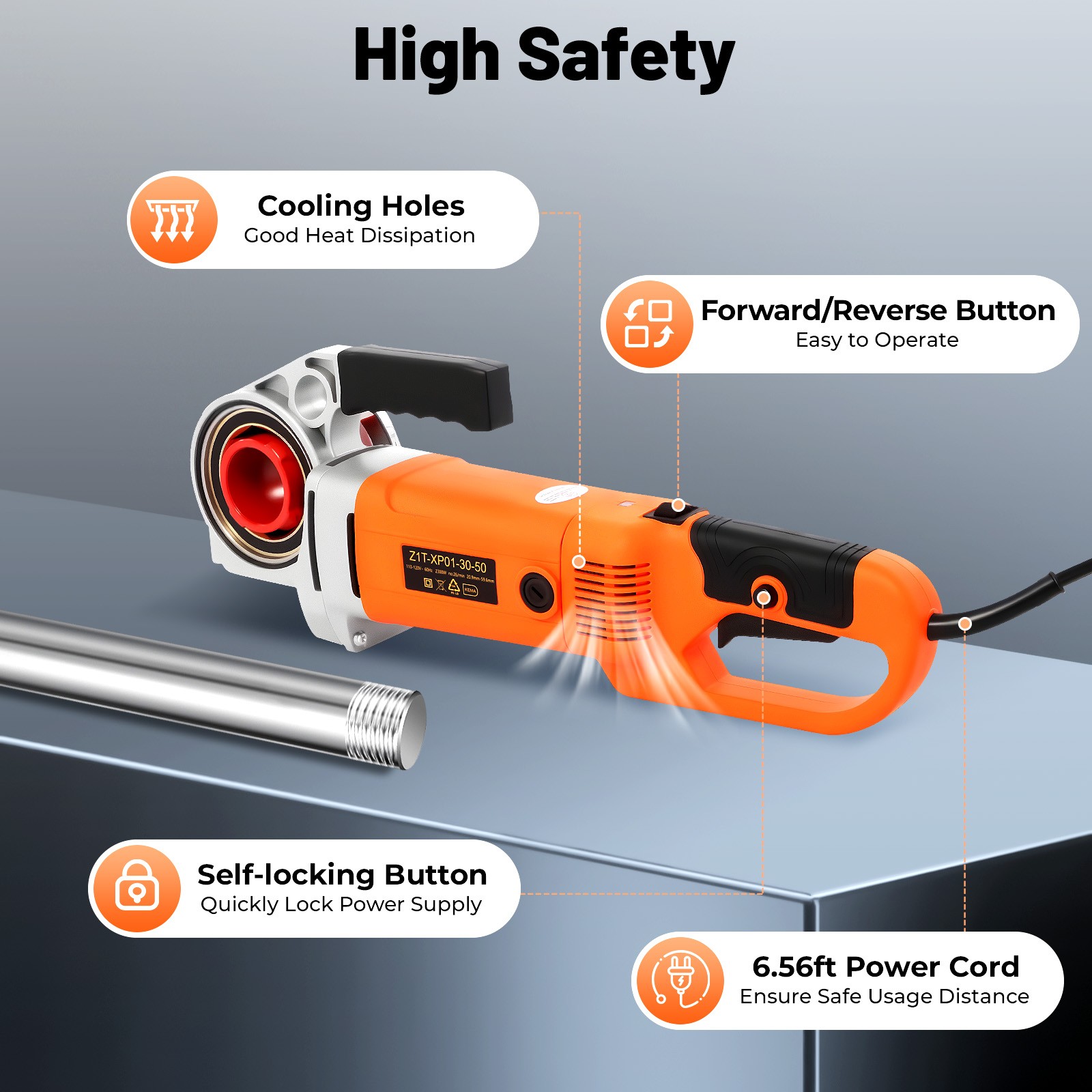 Handheld Electric Pipe Threader Threading Machine W/6 Pipe Cutter 1/2" - 2"