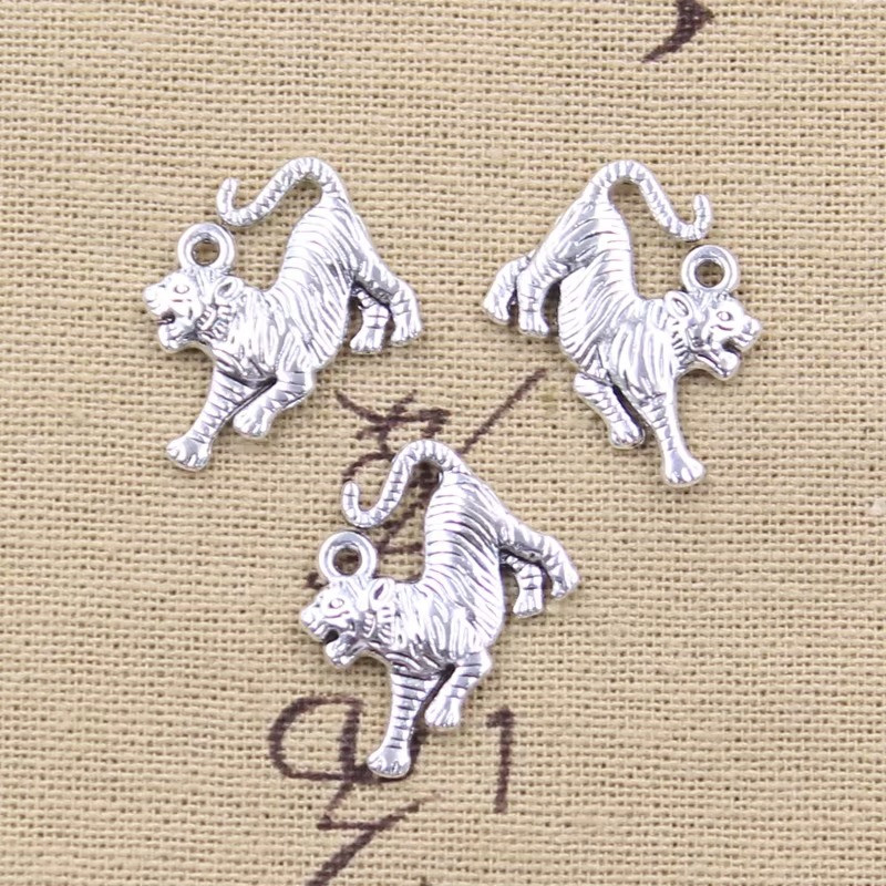 15pcs Animal Tiger 18x24mm Collectible Keychains Glasses Antique Pendants DIY