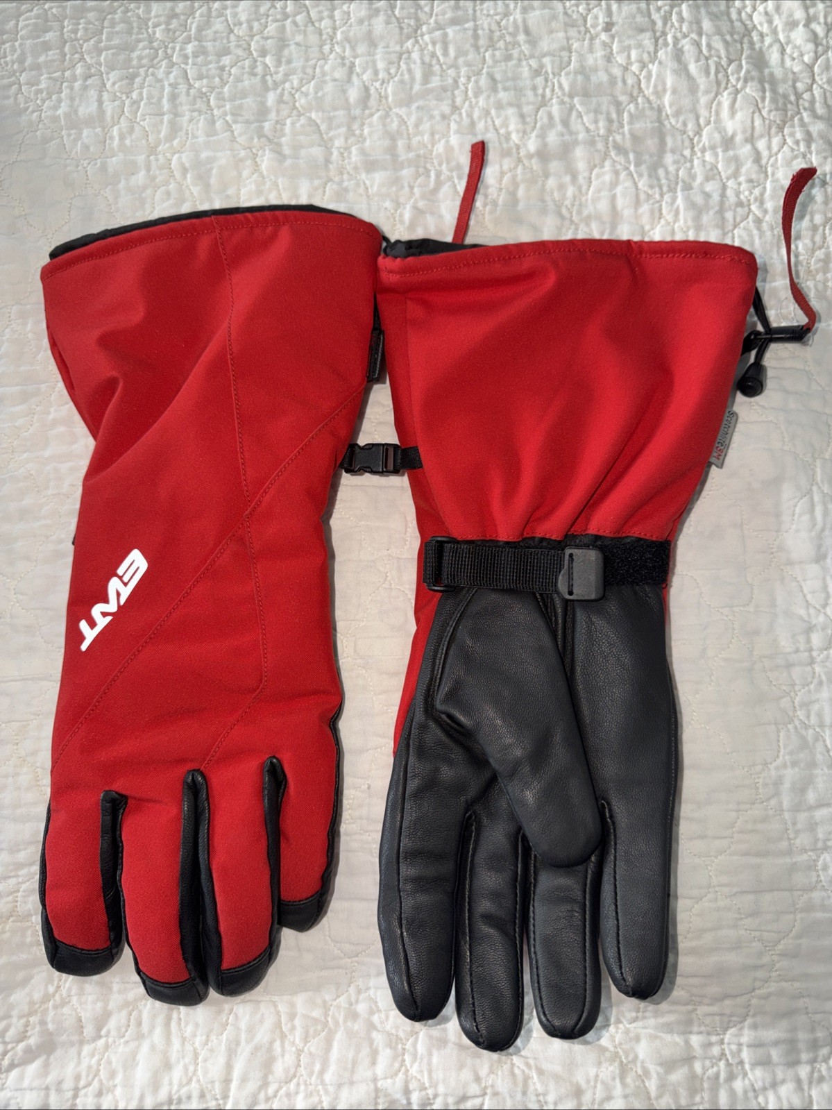 EWT Men’s Winter Gloves, Tall cuff, Red and Black, 2XL, Thinsulate, Scotchlite