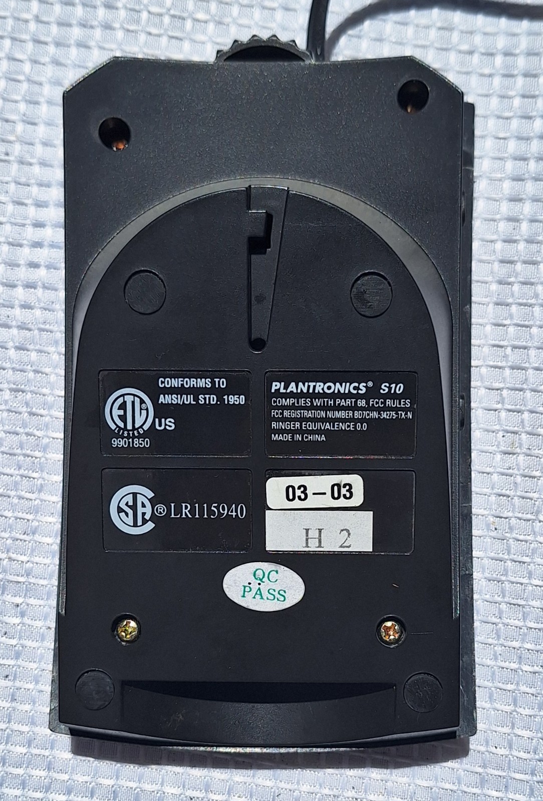 Plantronics S10 Headset Terminal Only Untested