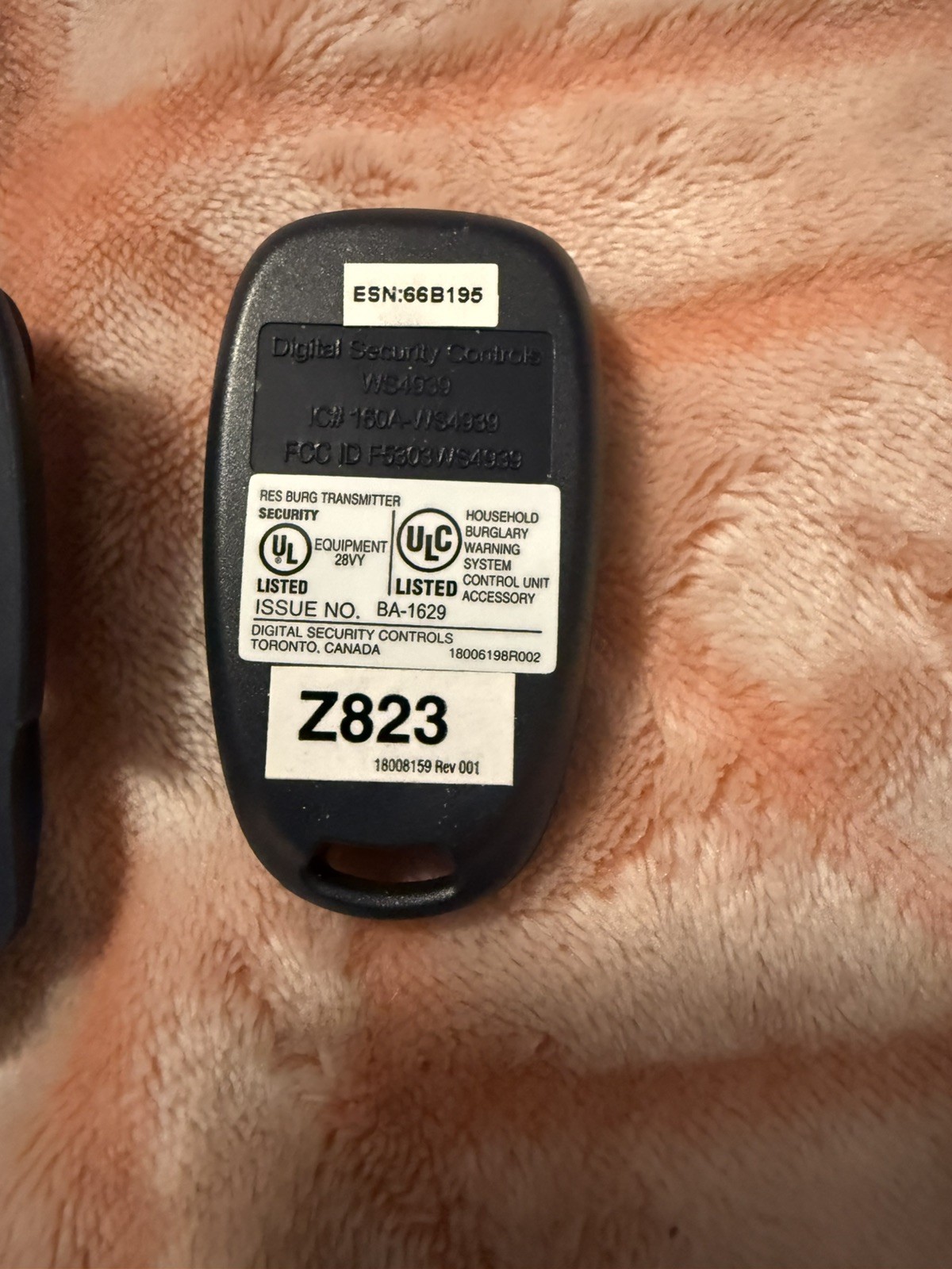 DSC WS4939 4-Button Wireless Key Fob