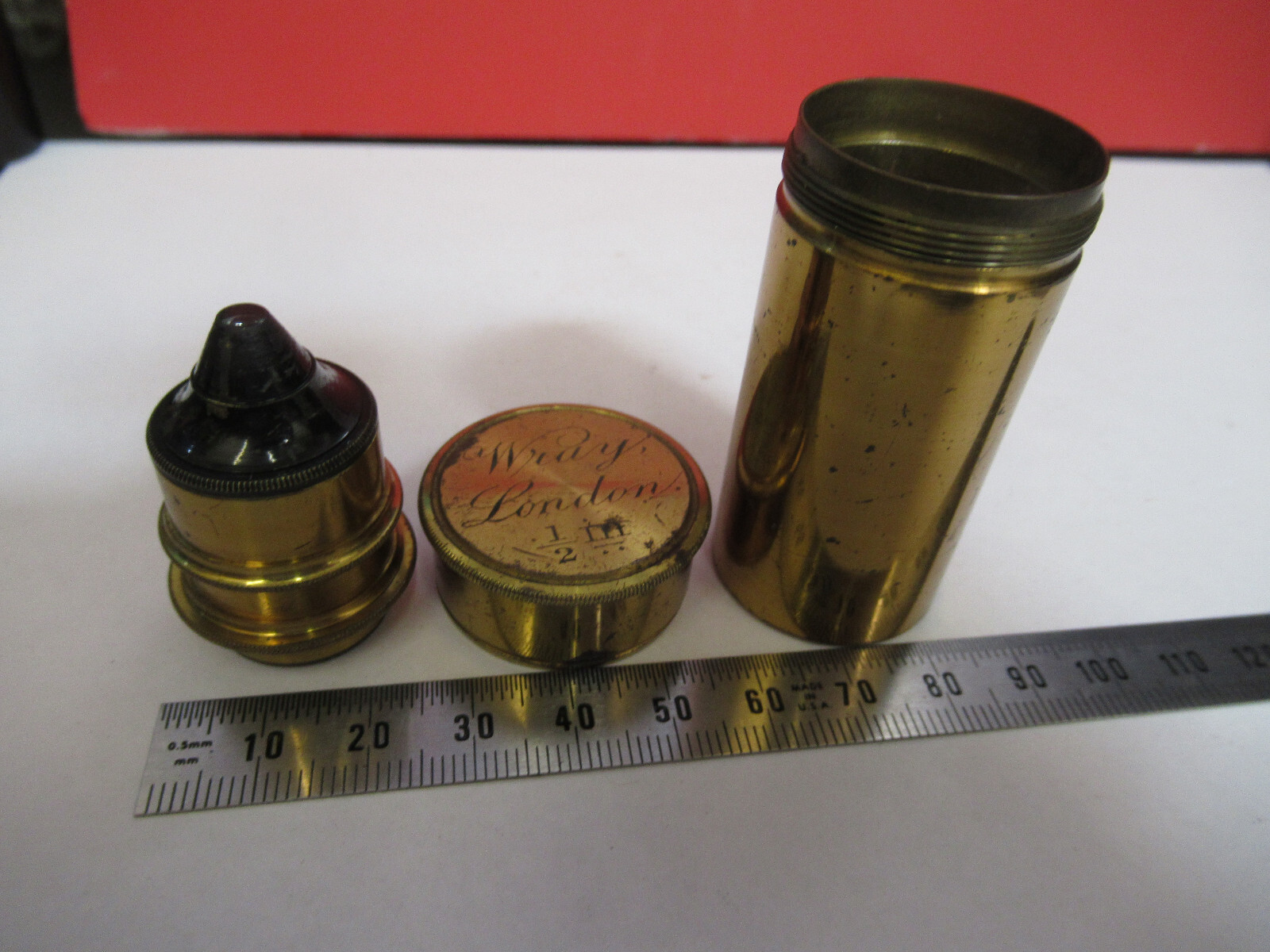 ANTIQUE BRASS WRAY LONDON "1/2" OBJECTIVE MICROSCOPE AS PICTURED &F8-A-83