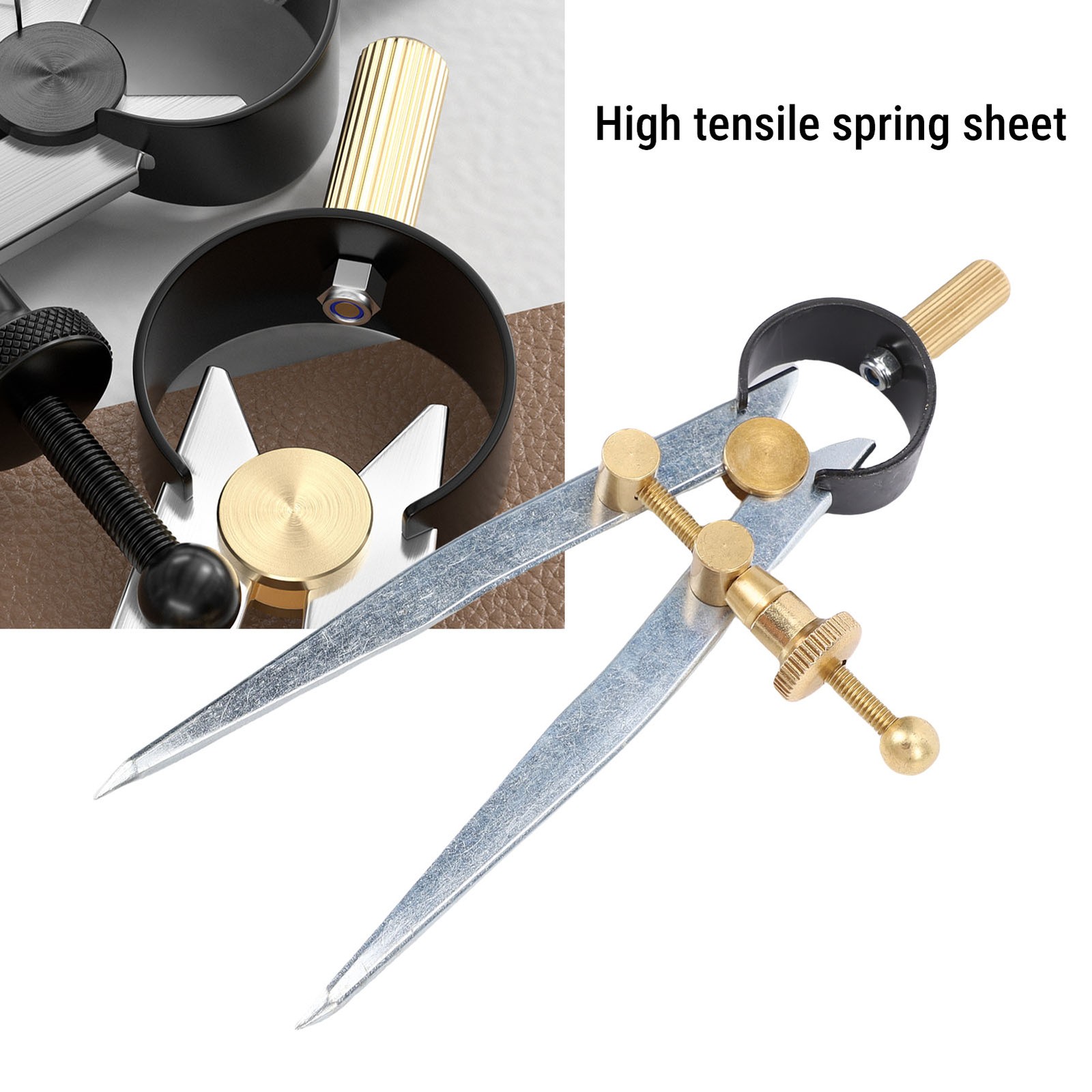 Spring Wing Divider Caliper Lockable 4in Leather Compass Creaser Compass Tool