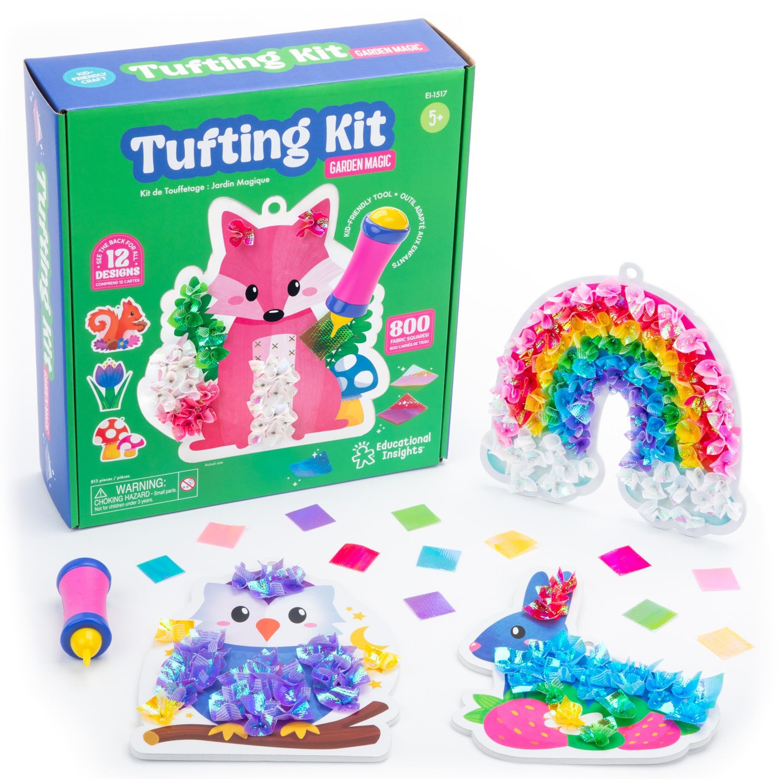 Educational Insights Tufting Kit - Arts and Crafts for Kids Card-sized, Multi