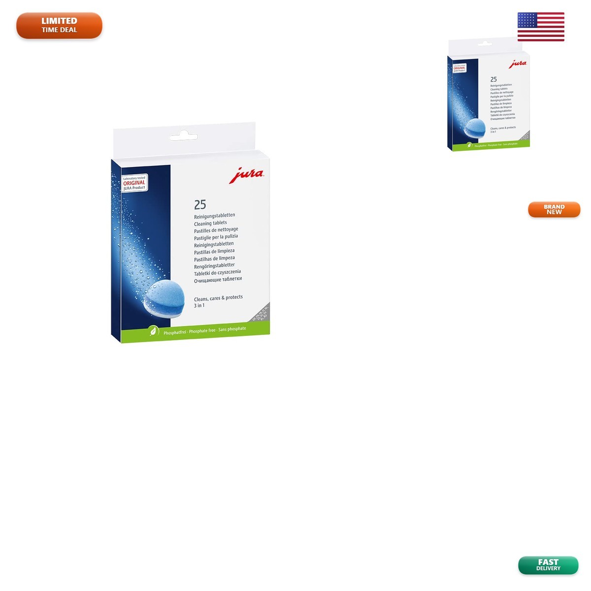 Jura 3-Phase Espresso Cleaning Tablets, 25 ct