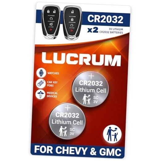 Key Fob Battery Replacement for Chevy & GMC - 2PCs CR2032 for Silverado