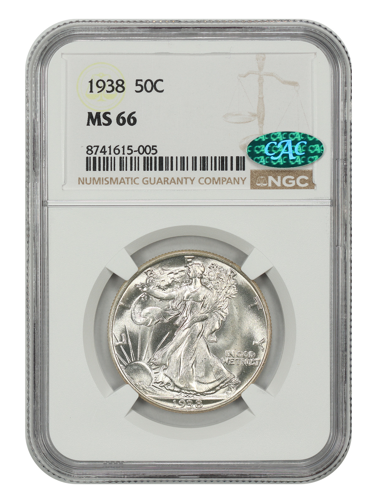 1938 50C NGC/CAC MS66 - Walking Liberty Half Dollar