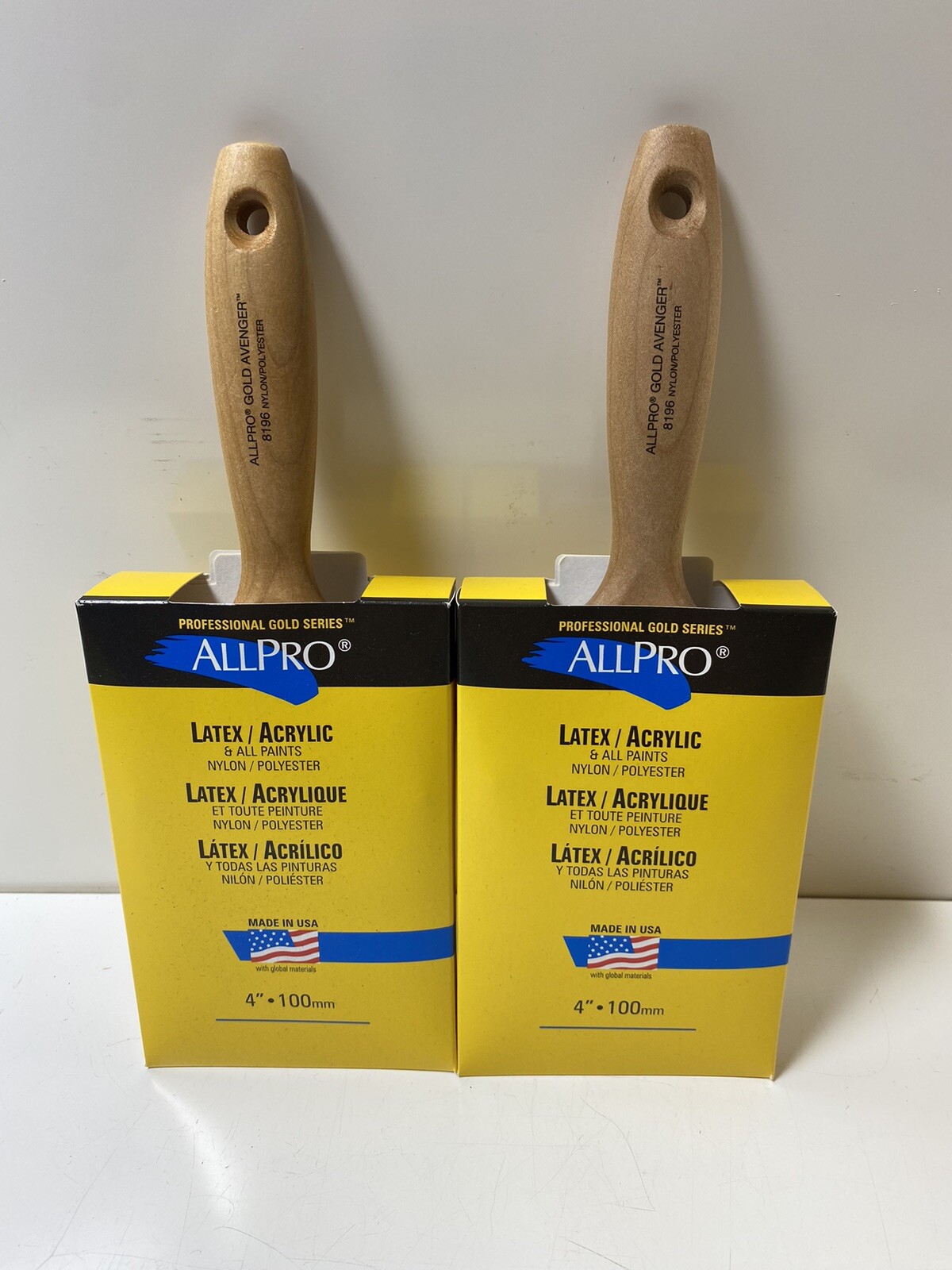 Lot Of (2) ALLPRO GOLD™ AVENGER 4” Nylon/Polyester Paint Brush 8196