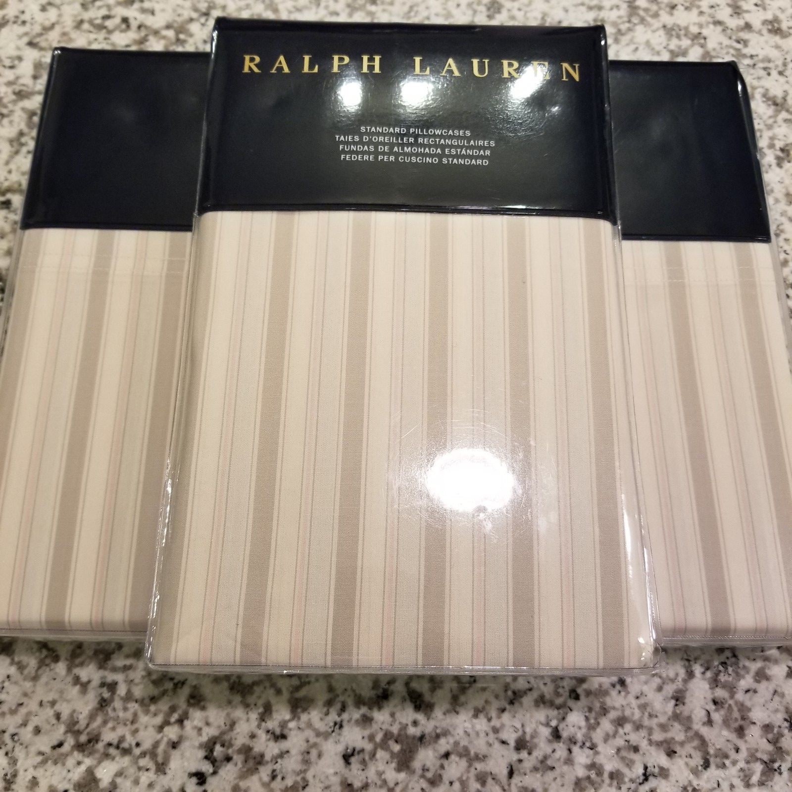Ralph Lauren King Flat Sheet &2Pillowcases- FRANCOISE DOMINIQUE Cream 3Pc 0000