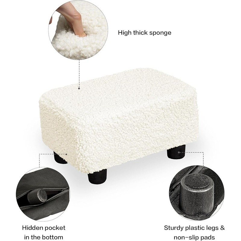 Sherpa Ottoman Footstool Multifunctional Footrest Small Stool Easy Assembly New